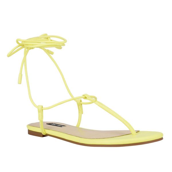Nine West Tella Ankle Wrap Yellow Flat Sandals | Ireland 87Z49-0Z62